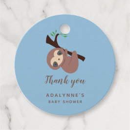 Sleuf Baby shower Boy Dank u Blauwe Script Cute Bedankjes Labels