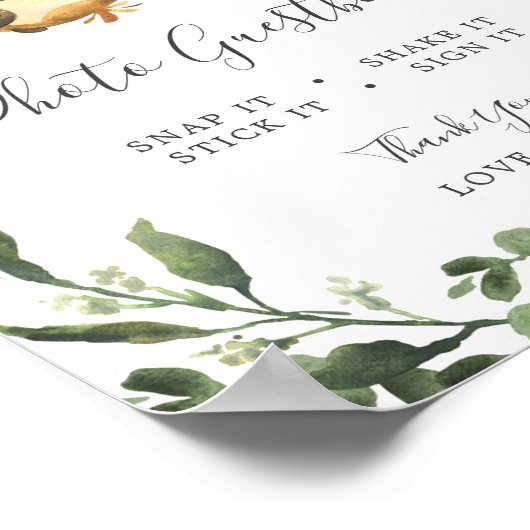 Sleuf Baby shower Foto Guestbook Poster (Hoek)