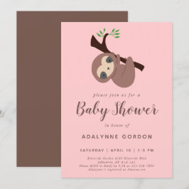 Sleuf Baby shower meisje roze bruin, eenvoudig Kaart