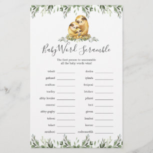 Sleuf Baby shower Word Scramble Game