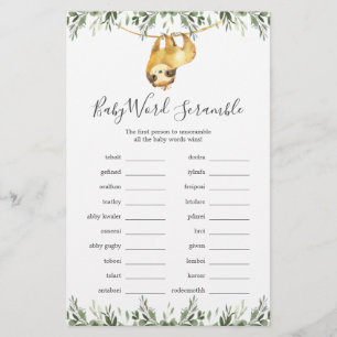 Sleuf Baby shower Word Scramble Game