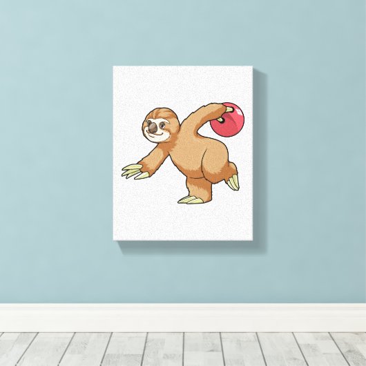 Sleuf bij Bowling met Bowling-bal Canvas Afdruk (Insitu (Houten vloer))