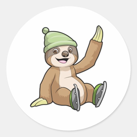 Sleuf bij ijsschaatsen met ijsschaatsen ronde sticker (Voorkant)