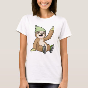 Sleuf bij ijsschaatsen met ijsschaatsen t-shirt