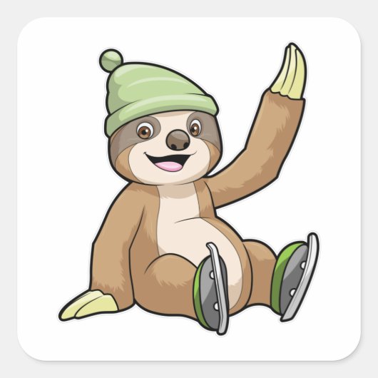 Sleuf bij ijsschaatsen met ijsschaatsen vierkante sticker (Voorkant)