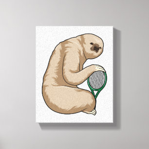 Sleuf bij Tennis met Tennis racket Canvas Afdruk