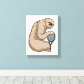 Sleuf bij Tennis met Tennis racket Canvas Afdruk (Insitu (Houten vloer))