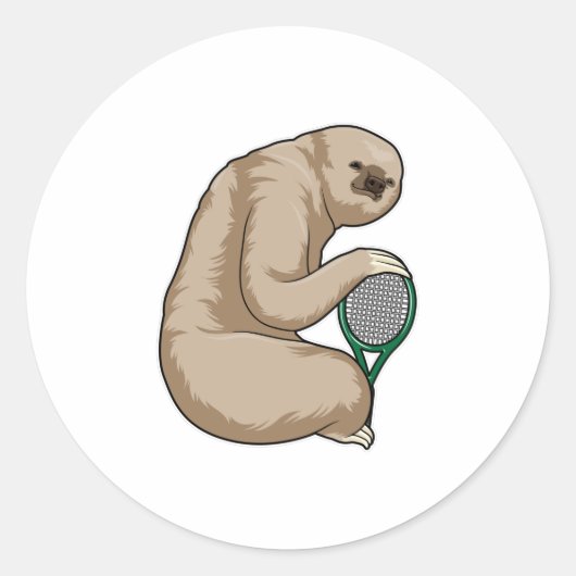 Sleuf bij Tennis met Tennis racket Ronde Sticker (Voorkant)