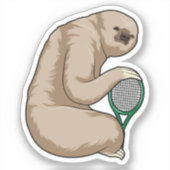 Sleuf bij Tennis met Tennis racket Sticker (Voorkant)