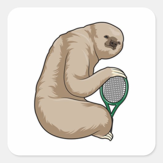 Sleuf bij Tennis met Tennis racket Vierkante Sticker (Voorkant)