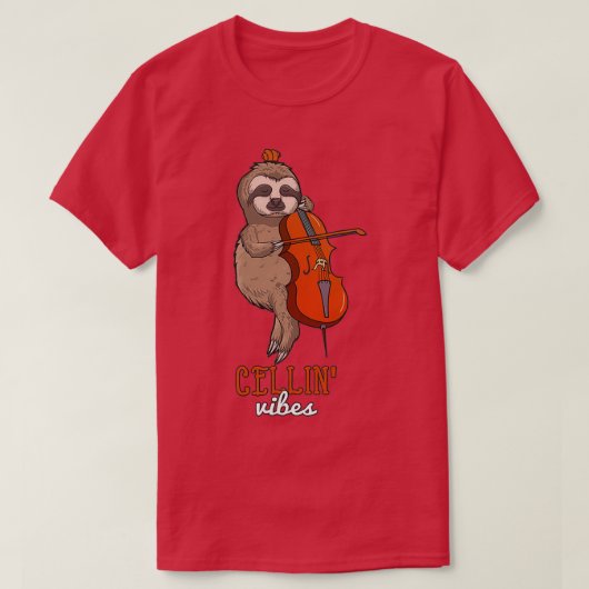 Sleuf Cello Player Cellist Nap Sloth T-shirt (Design voorkant)