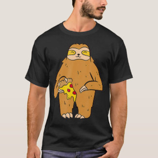 Sleuf Eating Pizza Slice Cute Sloth T-shirt