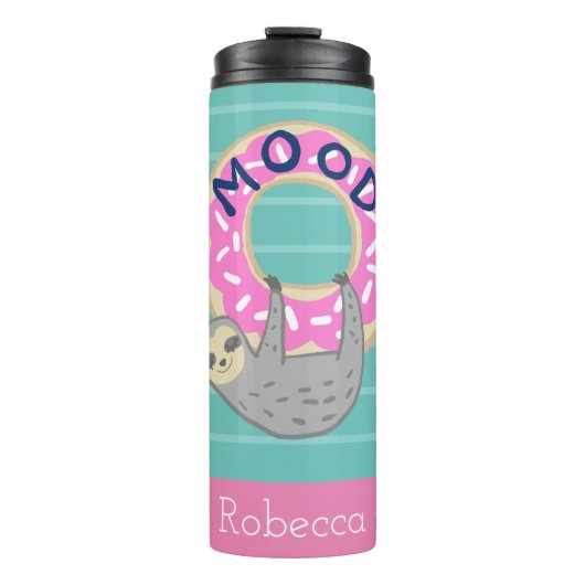 Sleuf en roze gekleurd donut MOOD Thermosbeker (Voorkant)