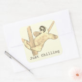 Sleuf in de boom, gewoon het koelen van grappige s vierkante sticker (Envelop)