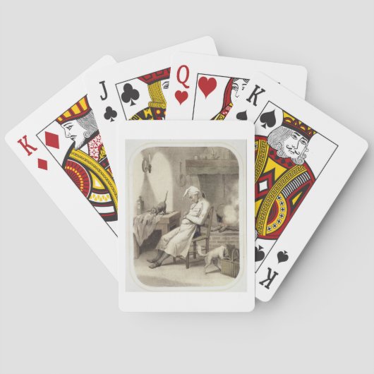 Sleuf in de keuken, van een reeks prints depi speelkaarten (Achterkant)