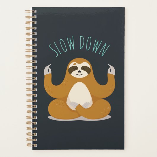 Sleuf in Lotus Yoga Pose "Slow Down" Planner (Voorkant)