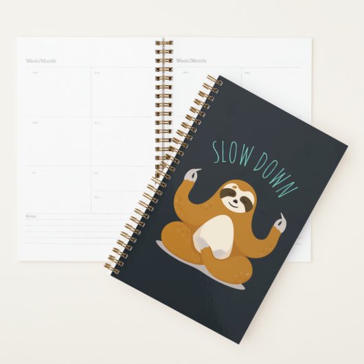 Sleuf in Lotus Yoga Pose "Slow Down" Planner (Display)