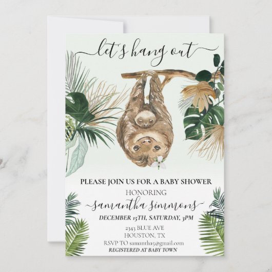 Sleuf Laten we de Waterverf Baby shower uithangen. Kaart (Voorkant)