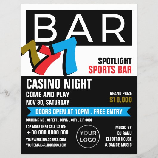 Sleuf-machine, casino Night, gamesector Flyer (Voorkant)