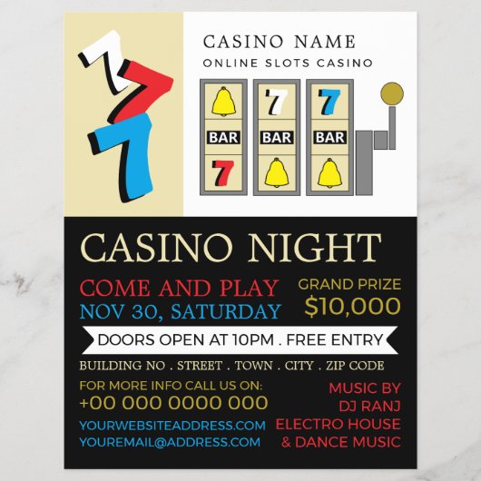 Sleuf-machine, casino Night, gamesector Flyer (Voorkant)