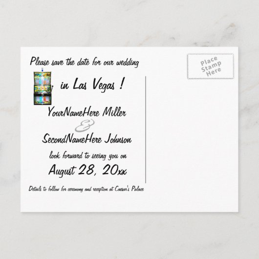 Sleuf machine opslaan Datum Aankondigingskaart (Achterkant)