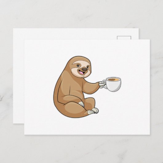 Sleuf met beker koffie briefkaart (Voorkant / Achterkant)