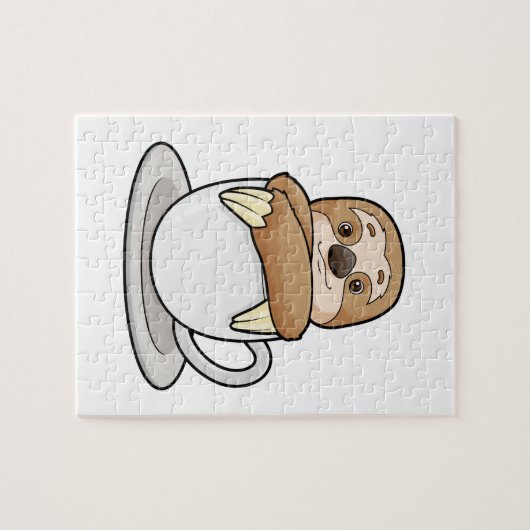 Sleuf met beker koffie legpuzzel (Horizontaal)