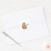 Sleuf met beker koffie vierkante sticker (Envelop)