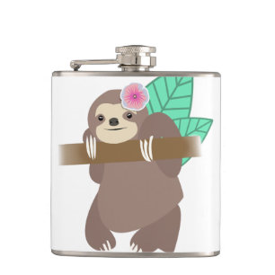 Sleuf met flankerende digitale illustratie heupfles