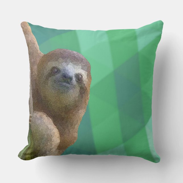 Sleuf met groene geometrische ontwerpkussen kussen (Voorkant)