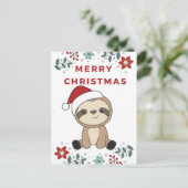 Sleuf met kerstwinter winterdieren feestdagenkaart (Staand voorkant)