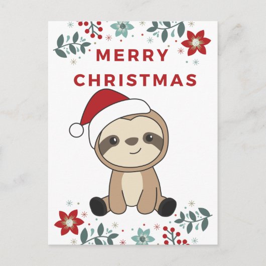 Sleuf met kerstwinter winterdieren feestdagenkaart (Voorkant)