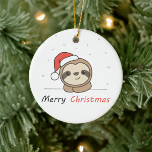 Sleuf met kerstwinter winterdieren keramisch ornament