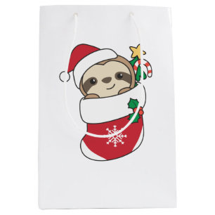 Sleuf met kerstwinter winterdieren medium cadeauzakje