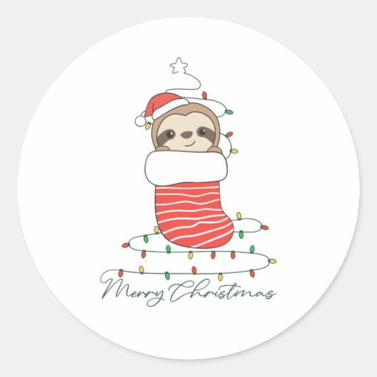 Sleuf met kerstwinter winterdieren ronde sticker (Voorkant)