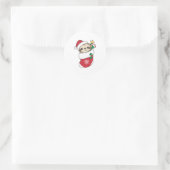 Sleuf met kerstwinter winterdieren ronde sticker (Tas)