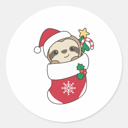 Sleuf met kerstwinter winterdieren ronde sticker (Voorkant)