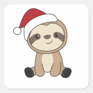 Sleuf met kerstwinter winterdieren vierkante sticker