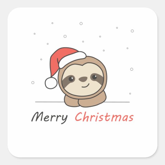 Sleuf met kerstwinter winterdieren vierkante sticker (Voorkant)