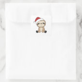 Sleuf met kerstwinter winterdieren vierkante sticker (Tas)
