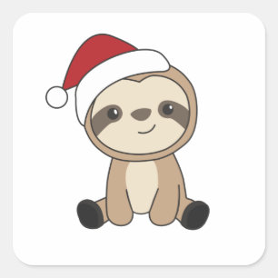 Sleuf met kerstwinter winterdieren vierkante sticker
