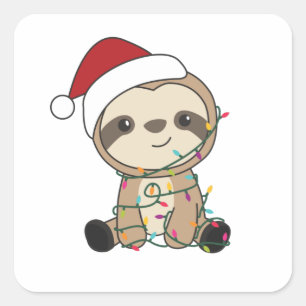 Sleuf met kerstwinter winterdieren vierkante sticker