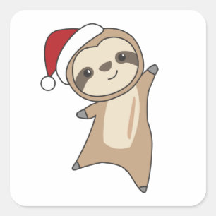 Sleuf met kerstwinter winterdieren vierkante sticker