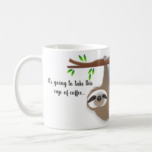 Sleuf met lage snelheid die op een boomtak hangt koffiemok (Links)