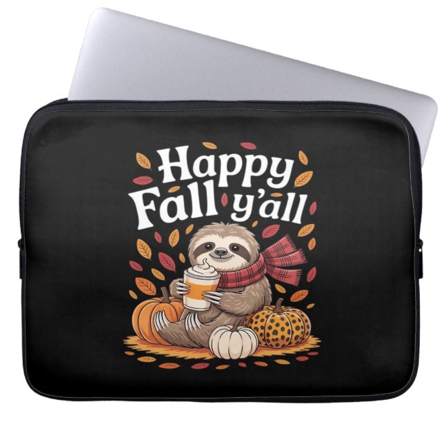 Sleuf met pompoenkruid blij Herfst Yall herfst Laptop Sleeve (Voorkant)