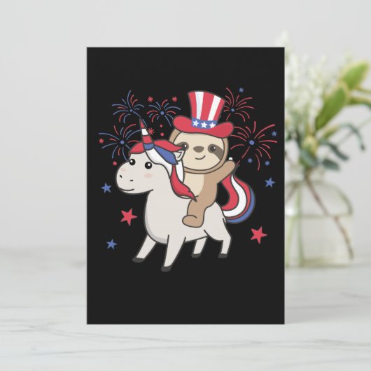 Sleuf met unicorn voor 4 juli vuurwerk kaart (Staand voorkant)