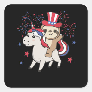 Sleuf met unicorn voor 4 juli vuurwerk vierkante sticker
