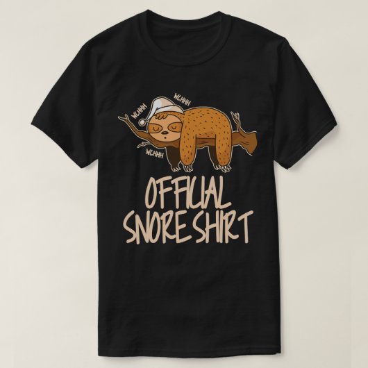 Sleuf Officiële snore pyjama sloth slaapsnurking T-shirt (Design voorkant)