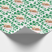 Sleuf om | Funny Sloth botanical leaves Pattern Cadeaupapier (Hoek)