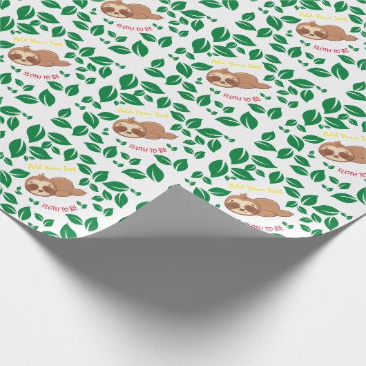 Sleuf om | Funny Sloth botanical leaves Pattern Cadeaupapier (Hoek)